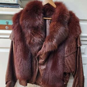 Leather and fur jacket